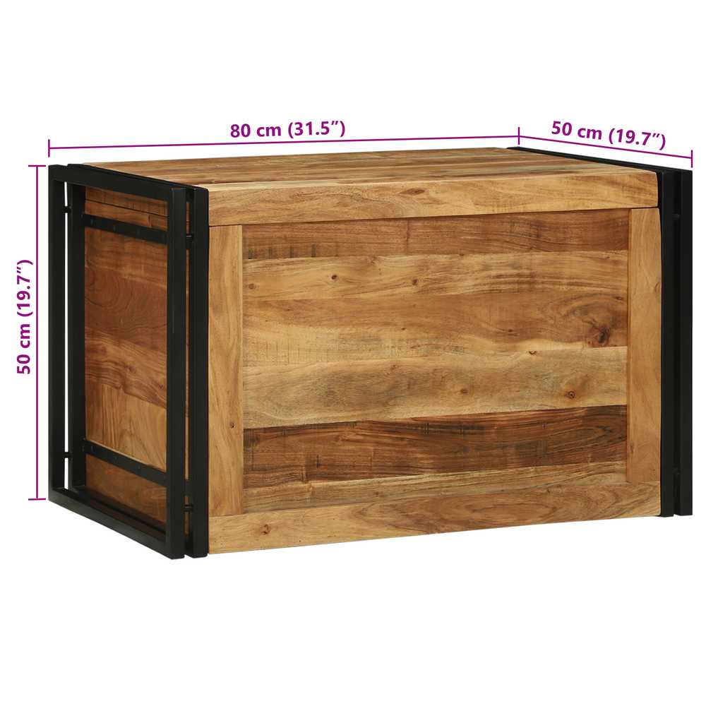 Saugojimo dėžė Ruda ir juoda 80 x 50 x 50 cm Akacijos mediena