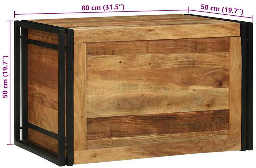 Saugojimo dėžė Ruda ir juoda 80 x 50 x 50 cm Akacijos mediena
