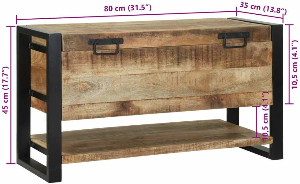 Saugojimo dėžė Ruda 80 x 35 x 45 cm Mango medienos masyvas