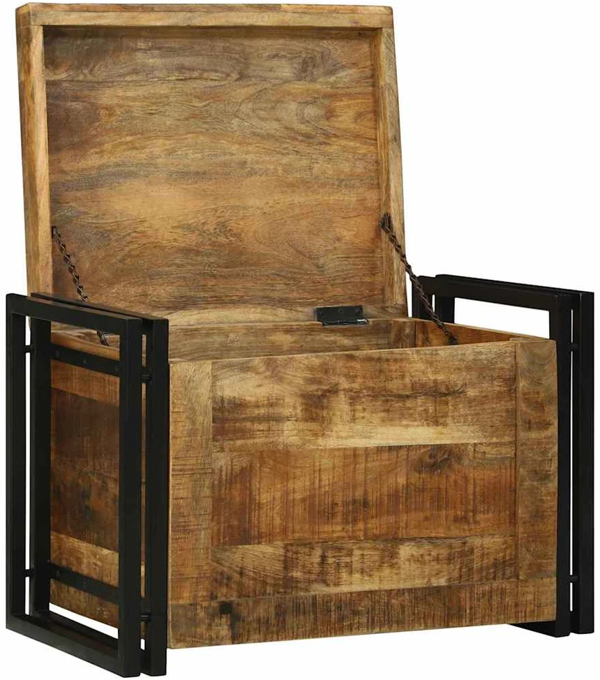 Saugojimo dėžė Ruda ir juoda 60 x 40 x 41 cm Kietas mango medis