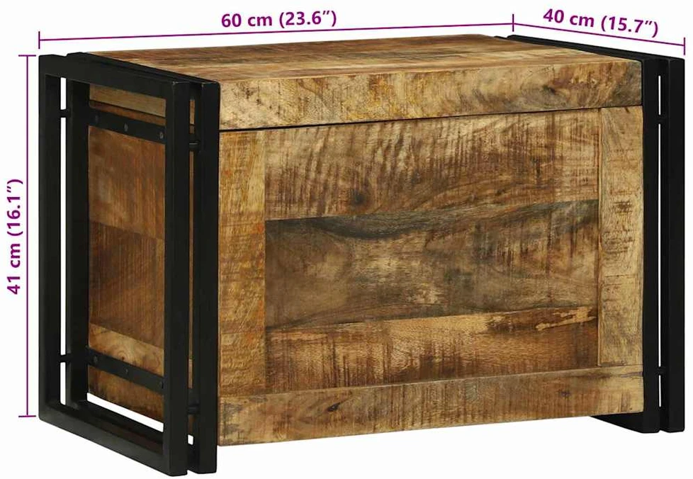 Saugojimo dėžė Ruda ir juoda 60 x 40 x 41 cm Kietas mango medis