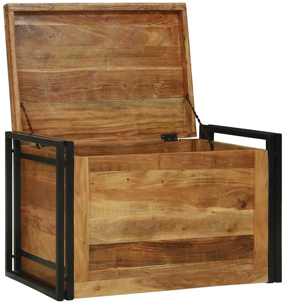 Saugojimo dėžė Ruda ir juoda 80 x 50 x 50 cm Akacijos mediena