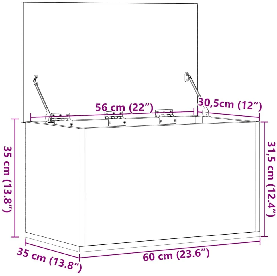 Saugojimo dėžė Senovinis medis 60 x 35 x 35 cm Apdirbta mediena