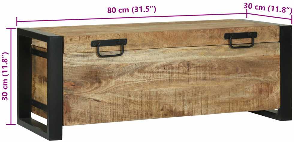Saugojimo dėžės Ruda 80 x 30 x 30 cm Mango medienos masyvas