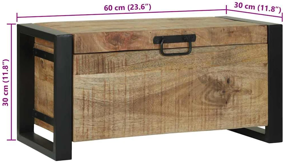 Saugojimo dėžės Ruda 60 x 30 x 30 cm Mango medienos masyvas