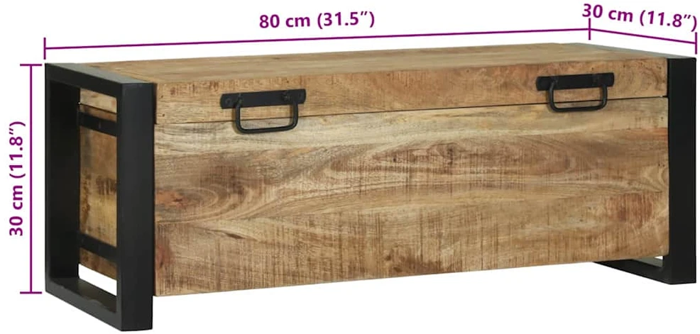 Saugojimo dėžės Ruda 80 x 30 x 30 cm Mango medienos masyvas