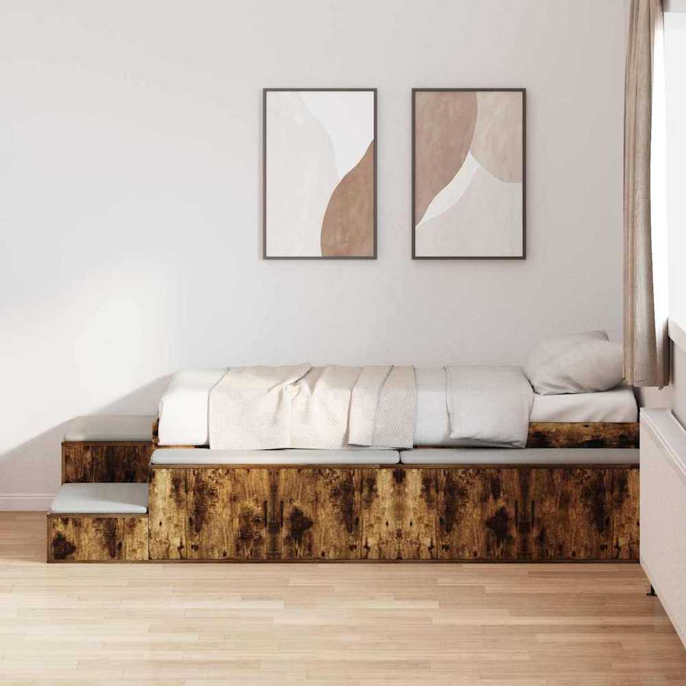 Lova su daiktų laikymo vieta Rūkyta ąžuolas 80 cm