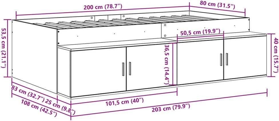 Lovos rėmas Amatininkų ąžuolas 80 x 200 cm Apdirbta mediena