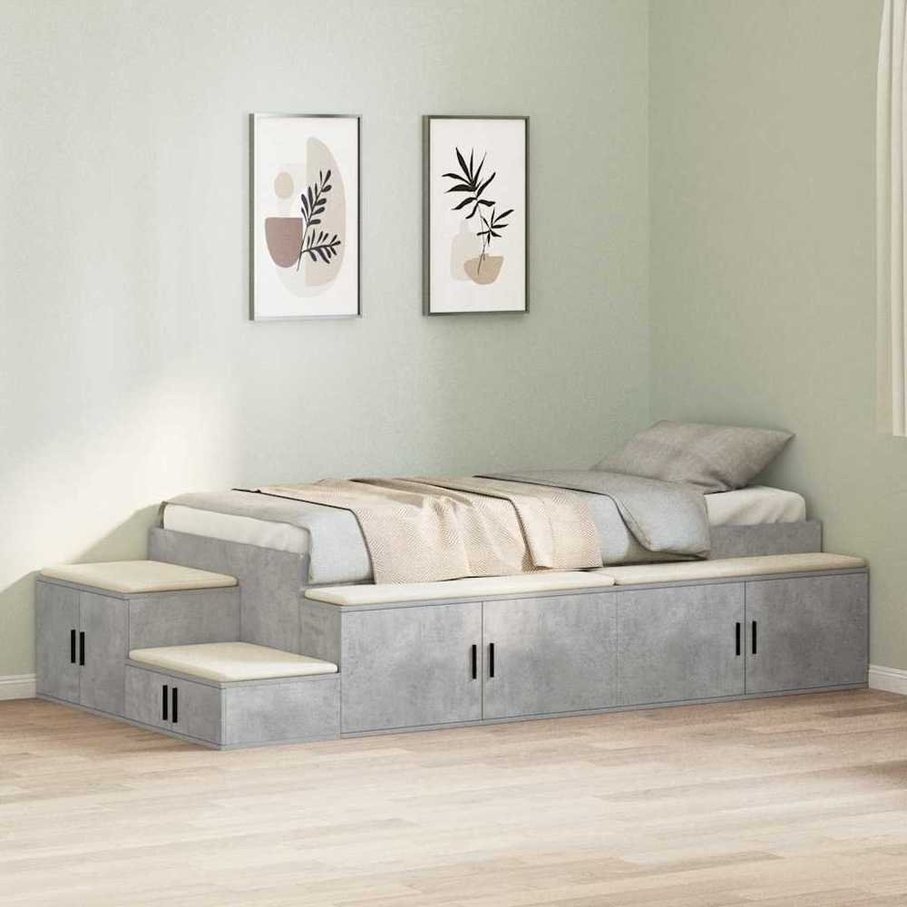 Lova su daiktų laikymo vieta Betono pilka 80 cm