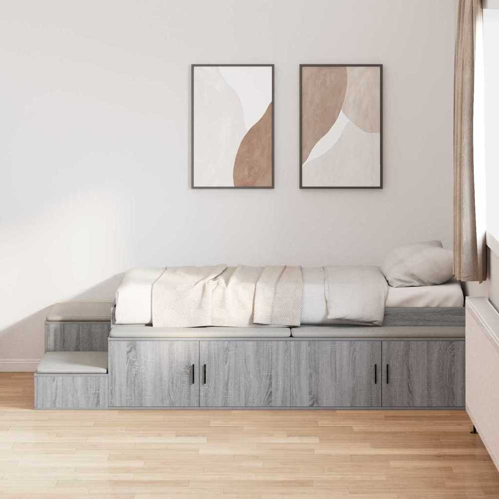 Lova su daiktų laikymo vieta Pilkas Sonoma 80 cm