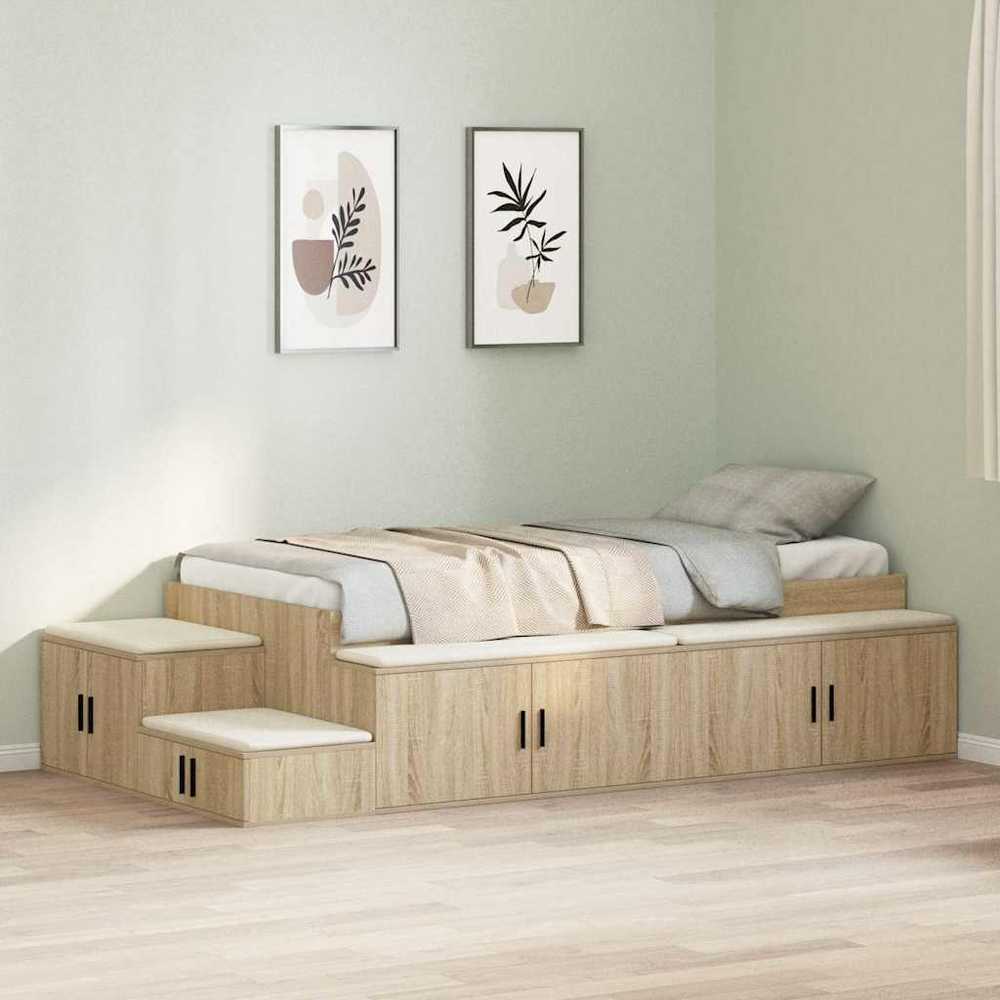 Lova su daiktų laikymo vieta su saugykla Sonoma ąžuolas 80 cm