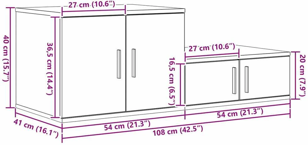 Oppbevaringsskap 2 vnt. Balta 108 x 41 x 40 cm Apdirbta mediena