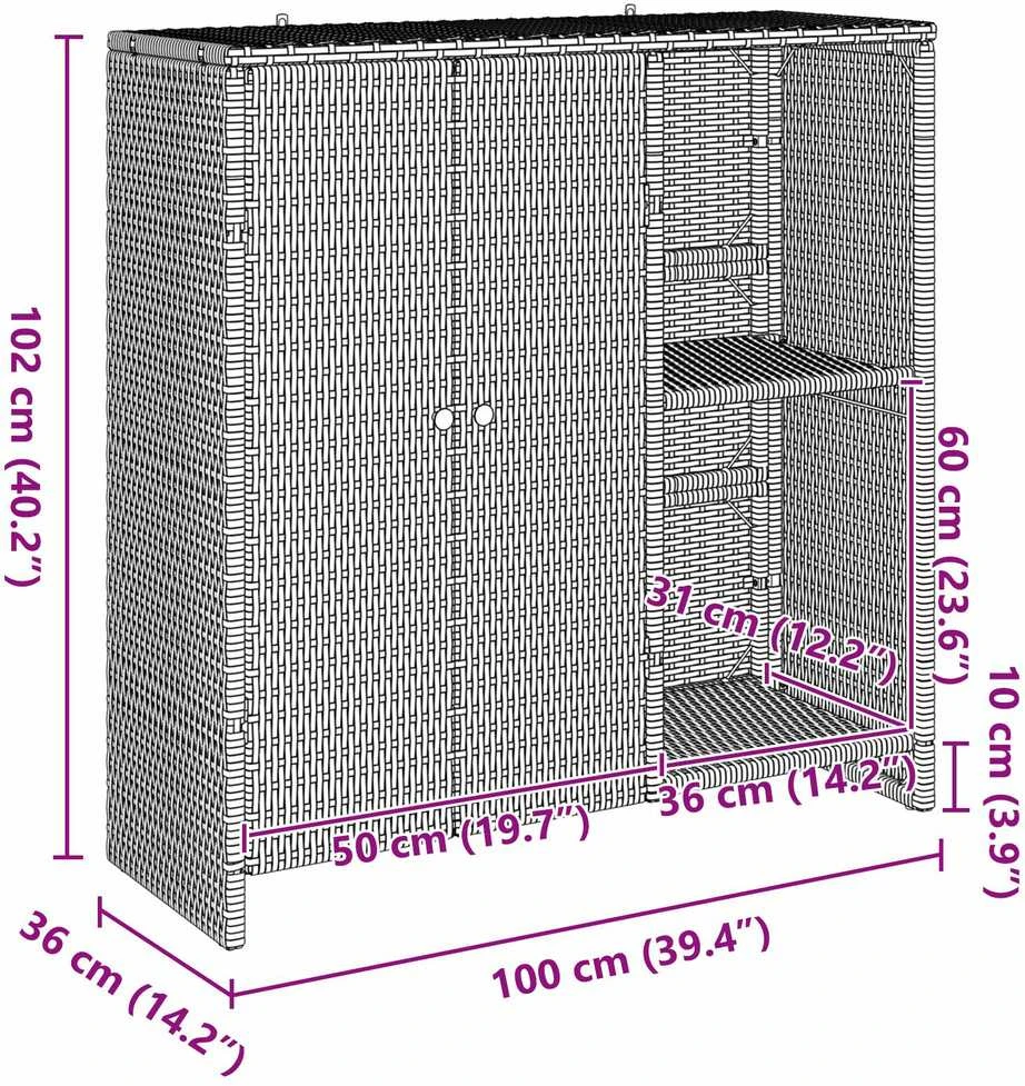 Oppbevaringsskap su lentyna Juoda 100 x 36 x 102 cm Ratanas