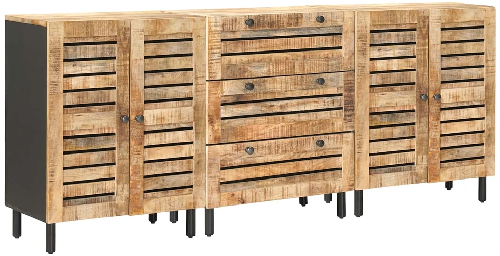 Saugojimo spintos 3 vnt. 180 x 33 x 75 cm Kietas mango medis