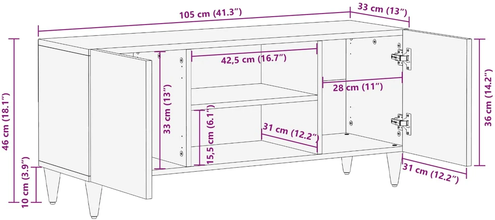 Saugojimo spintos Įvairiaspalvis 105 x 33,5 x 46 cm