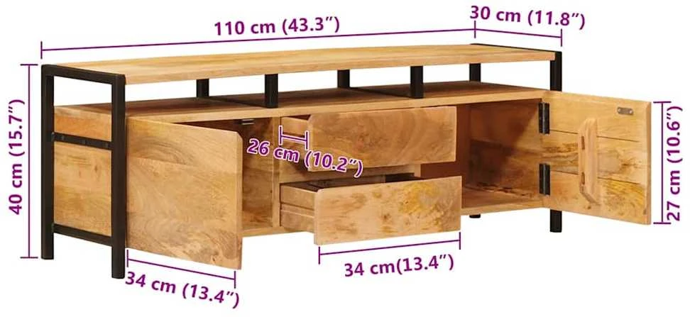 Saugojimo spintos Ruda 110 x 30 x 40 cm Kietas mango medis