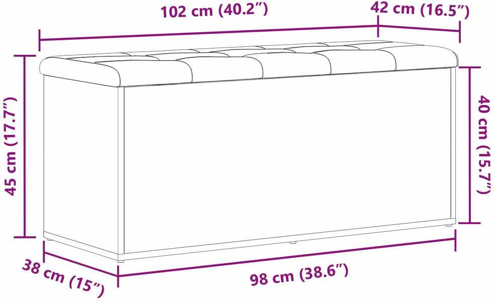 Laikymo suolas juoda ąžuolo 102 x 42 x 45 cm Apdirbta mediena