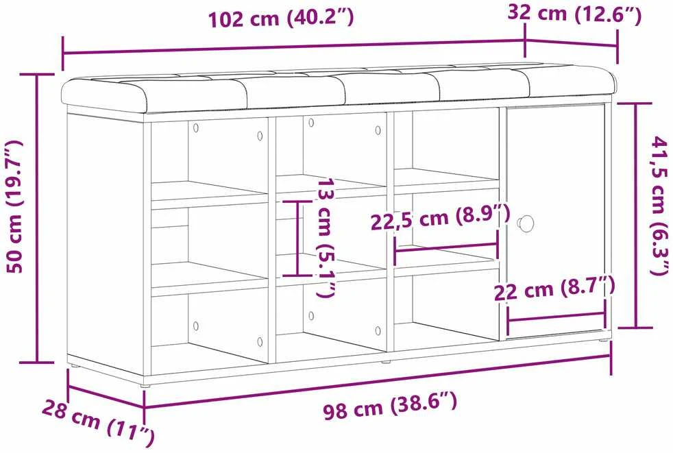 Laikymo suolas Juodas ąžuolas 102 x 32 x 50 cm Apdirbta mediena