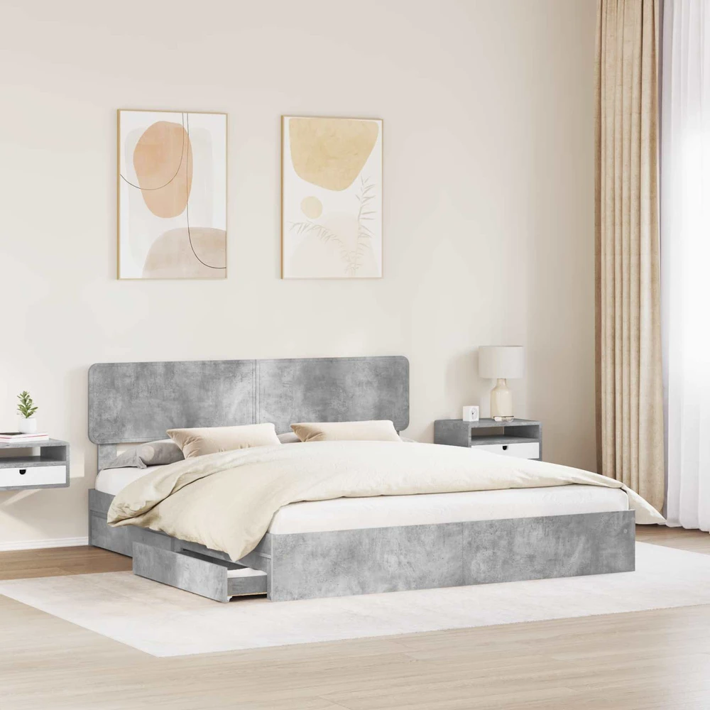 Saugos lova Betono pilka 180 x 200 cm Apdirbta mediena
