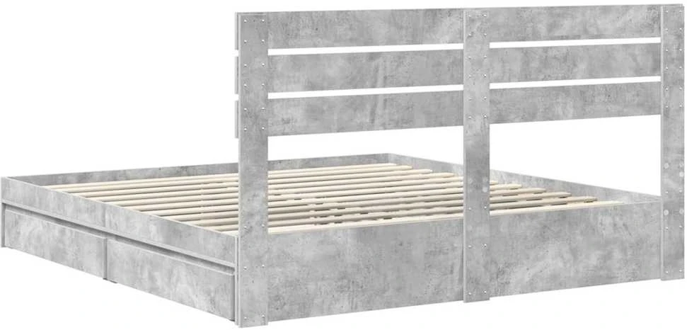 Saugos lova Betono pilka 200 x 200 cm Apdirbta mediena