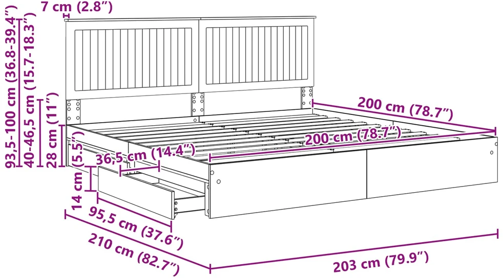 Saugos lova Betono pilka 200 x 200 cm Apdirbta mediena
