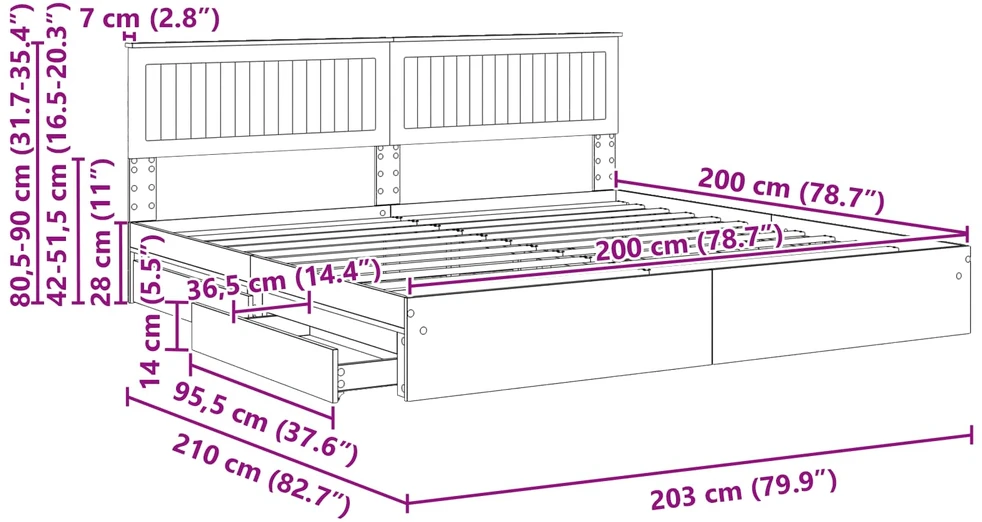 Saugos lova Betono pilka 200 x 200 cm Apdirbta mediena