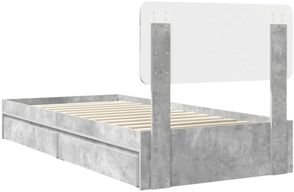 Saugos lova Betono pilka 90 x 190 cm Apdirbta mediena