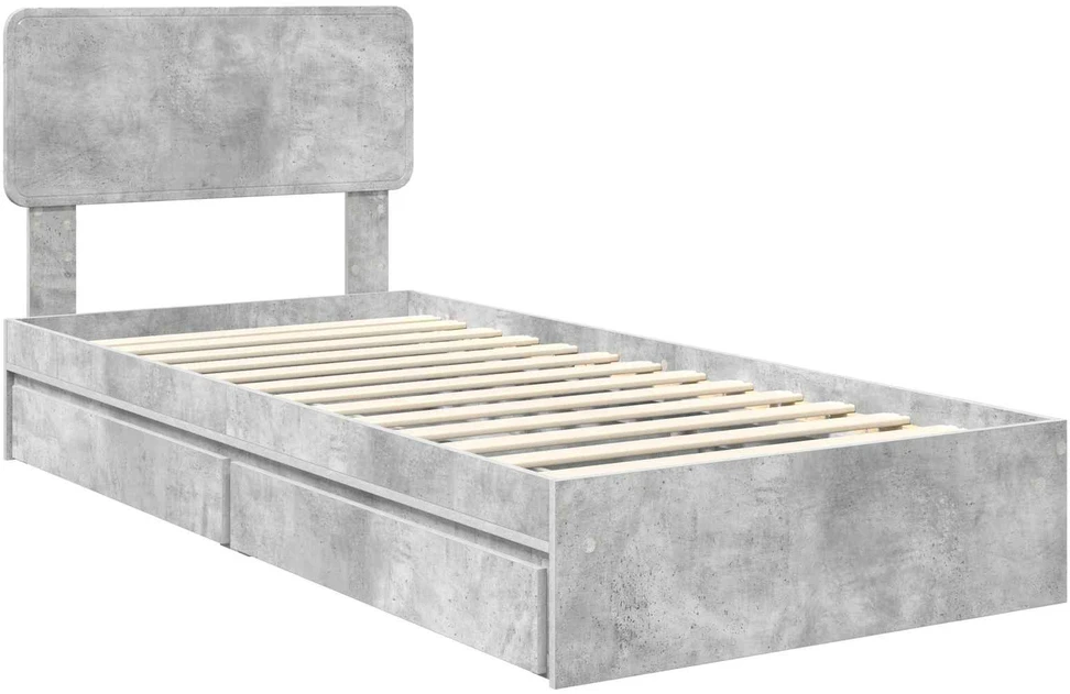 Saugos lova Betono pilka 90 x 190 cm Apdirbta mediena