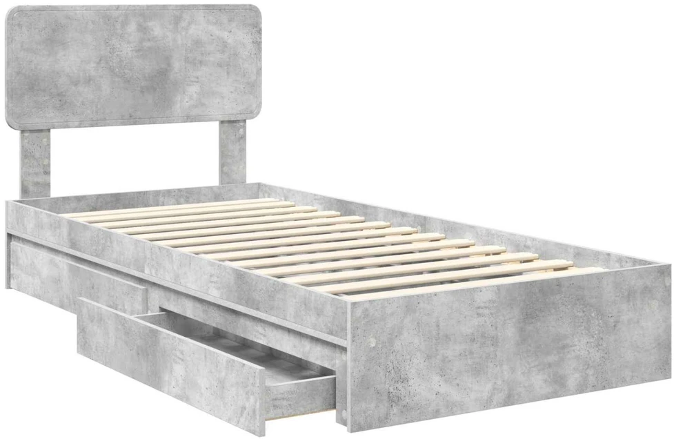 Saugos lova Betono pilka 90 x 190 cm Apdirbta mediena