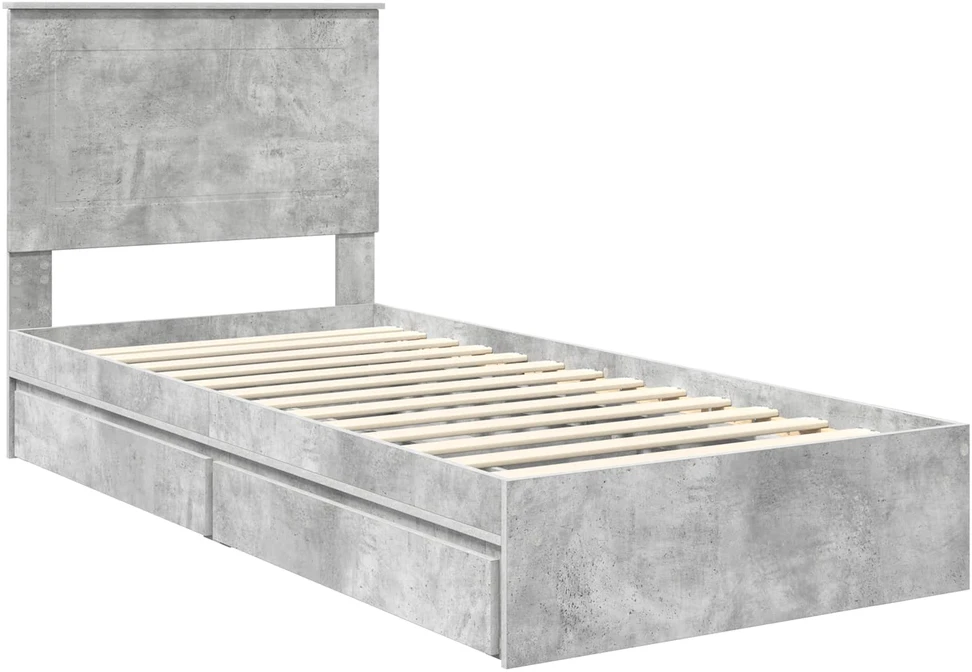 Saugos lova Betono pilka 90 x 190 cm Apdirbta mediena