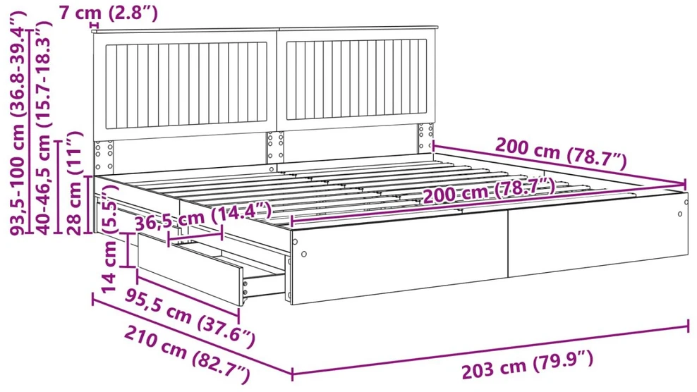 Saugos lova Pilkas Sonoma 200 x 200 cm Apdirbta mediena
