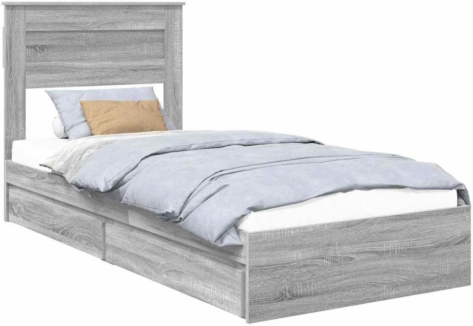 Saugos lova Pilkas Sonoma 75 x 190 cm Apdirbta mediena