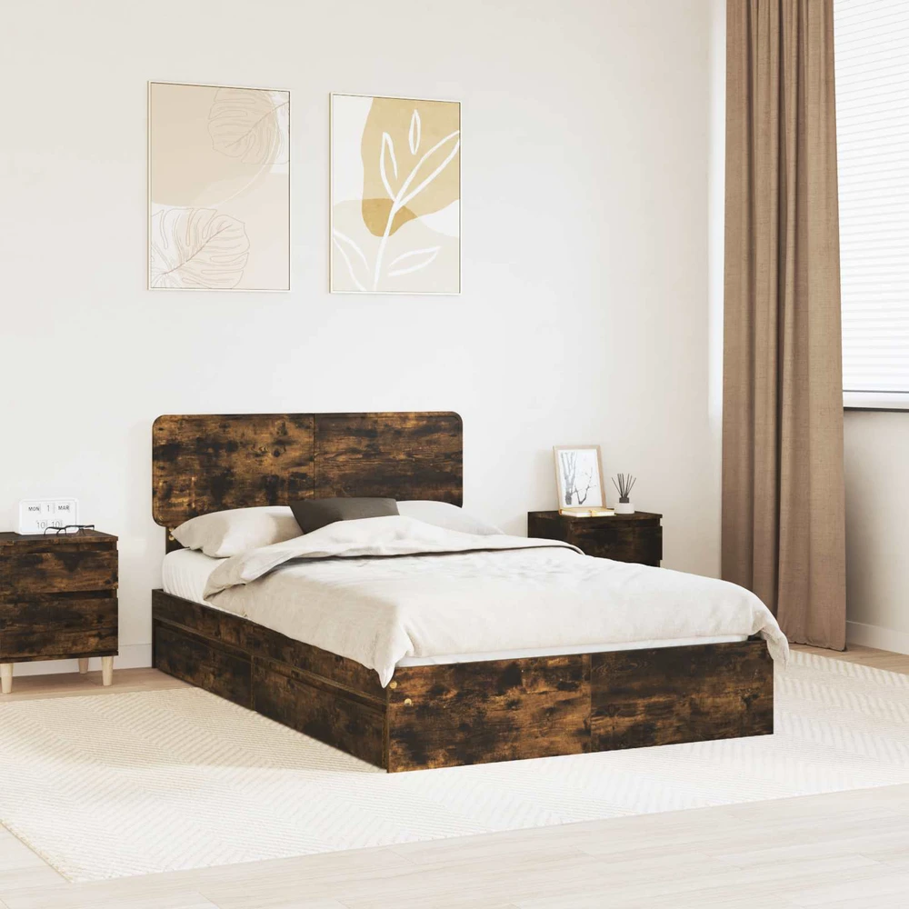 Saugos lova Dūminio ąžuolo 135 x 190 cm Apdirbta mediena