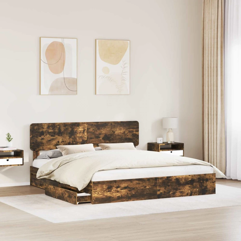 Saugos lova Rūkyta ąžuolas 180 x 200 cm Apdirbta mediena