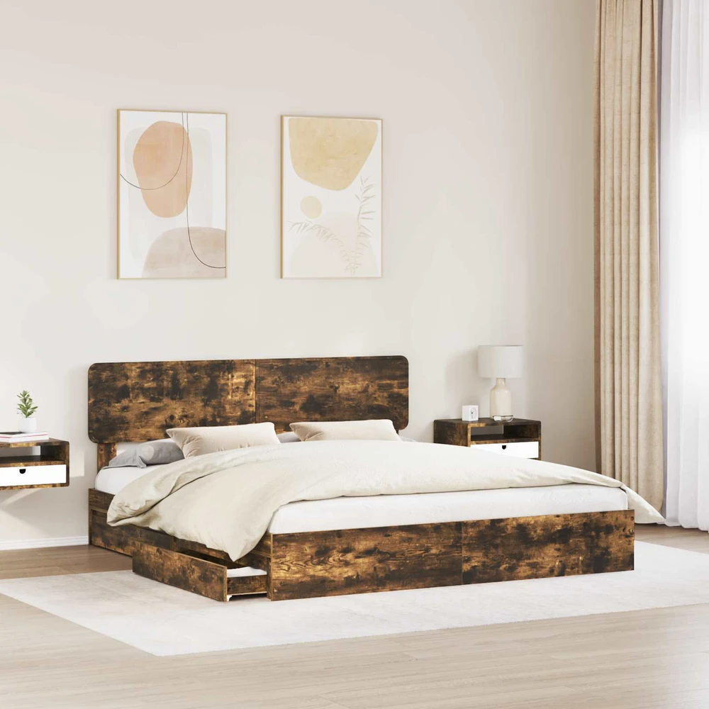 Saugos lova Dūminio ąžuolo 180 x 200 cm Apdirbta mediena