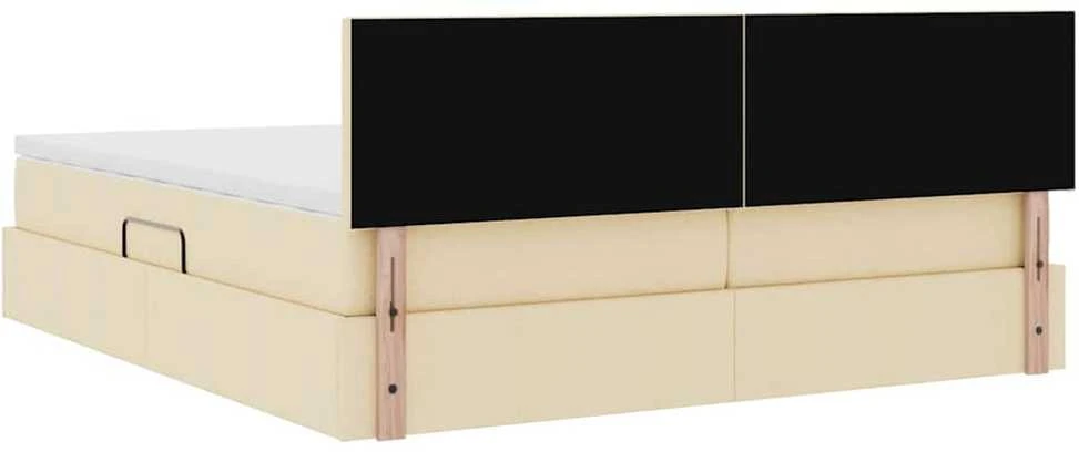 Saugos lova su čiužiniu Kremas 200 x 200 cm Dirbtinė oda