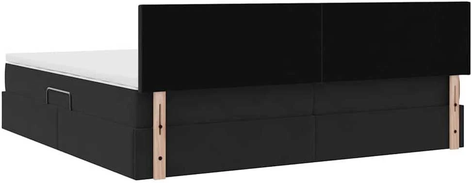Saugos lova su galvūgalio Juoda 200 x 200 cm Aksomas