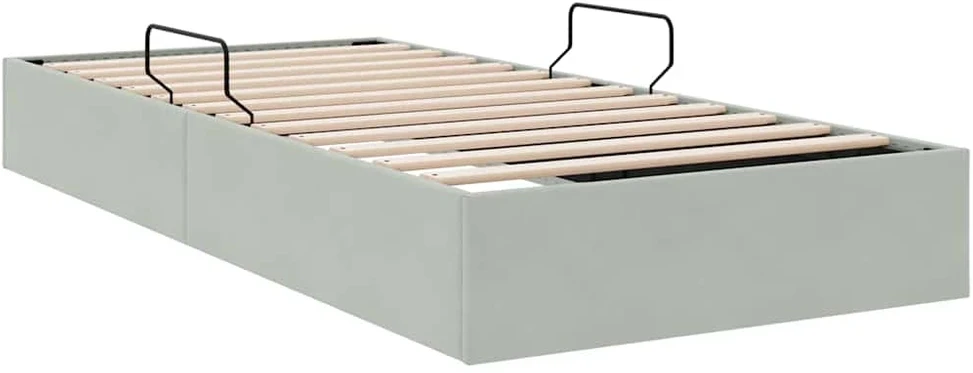 Saugos lova su saugykla Šviesiai pilka 100 x 203 cm Aksomas
