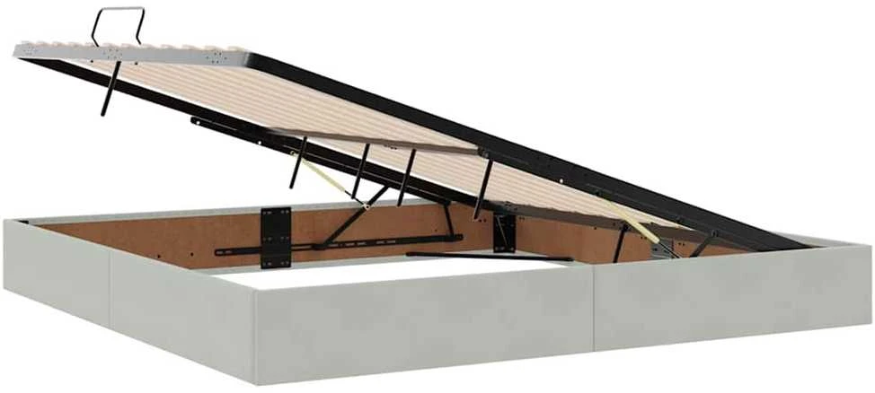 Saugos lova su galvūgalio Šviesiai pilka 200 x 200 cm Aksomas