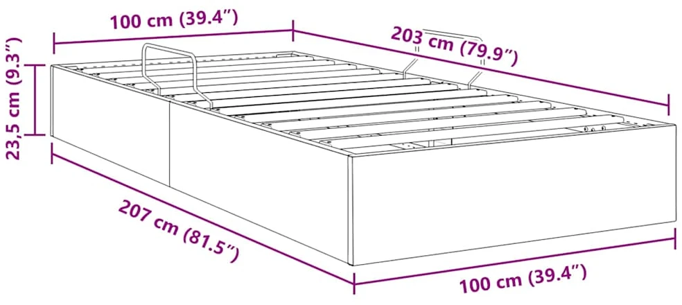 Saugos lova su saugykla Tamsiai pilka 100 x 203 cm Aksomas