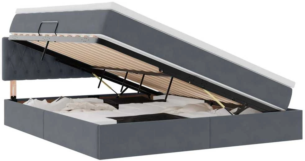 Saugos lova su galvūgalio Tamsiai pilka 180 x 200 cm Aksomas