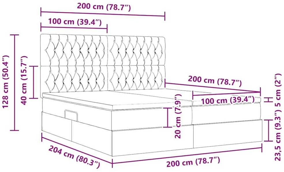 Saugos lova su galvūgalio Tamsiai pilka 200 x 200 cm Audinys