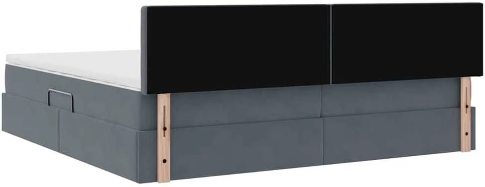 Saugos lova su galvūgalio Tamsiai pilka 200 x 200 cm Aksomas