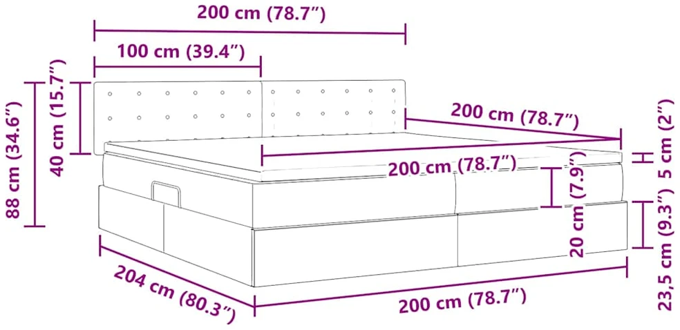 Saugos lova su galvūgalio Tamsiai pilka 200 x 200 cm Aksomas