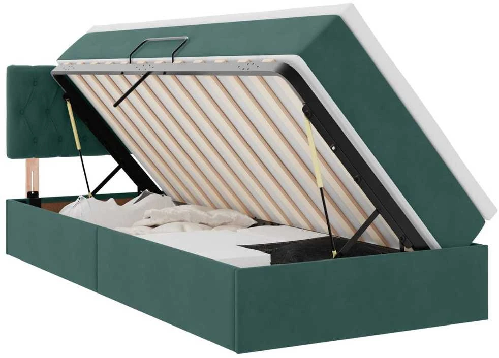 Saugos lova su galvūgalio Tamsiai žalia 90 x 200 cm Aksomas