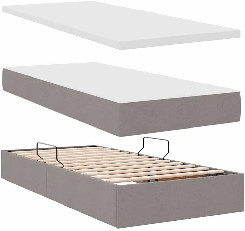Saugos lova su galvūgalio Taupe 200 x 200 cm Audinys