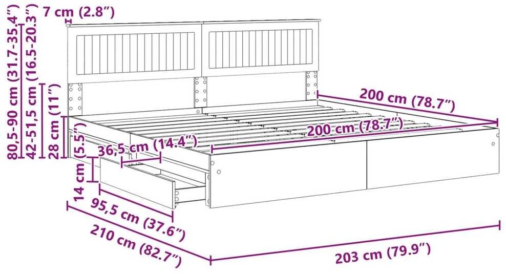 Saugos lova su stalčių Juoda 200 x 200 cm Apdirbta mediena