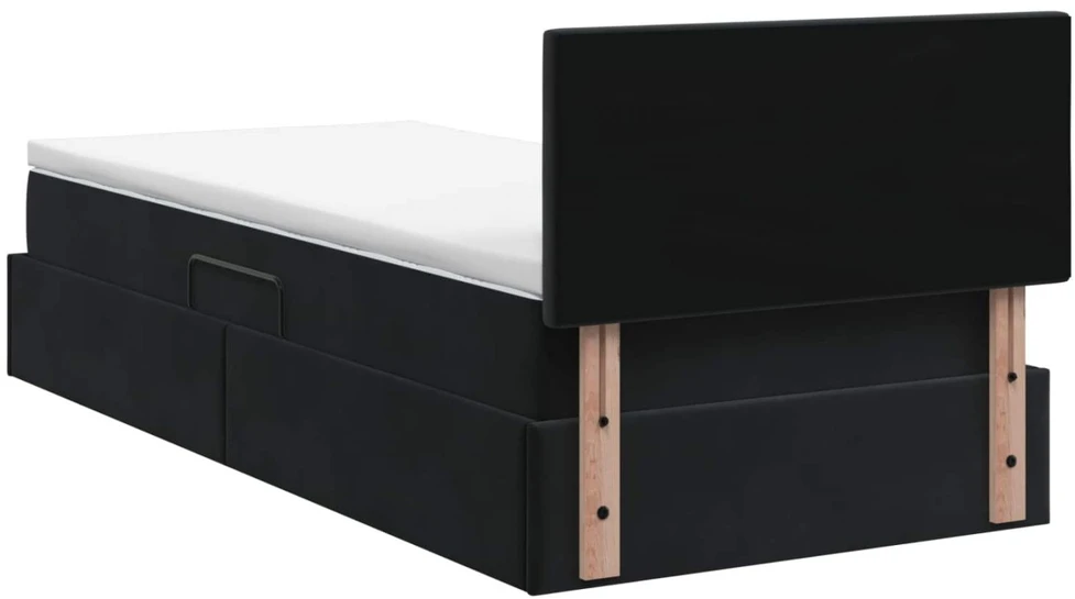 Saugos lova su galvūgalio Juoda 90 x 200 cm Aksomas