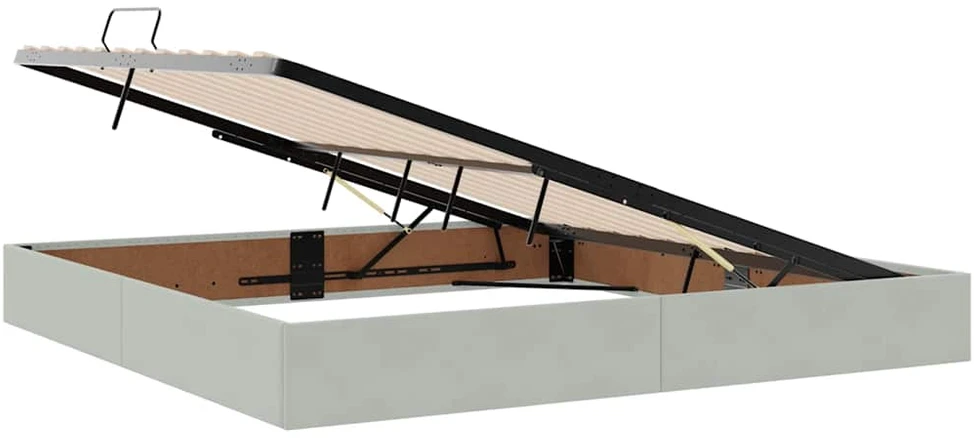 Saugos lova su galvūgalio Šviesiai pilka 200 x 200 cm Aksomas