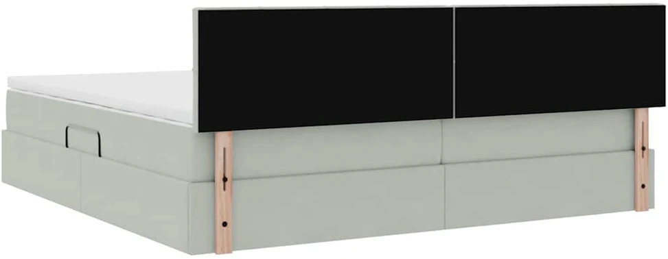 Saugos lova su galvūgalio Šviesiai pilka 200 x 200 cm Aksomas